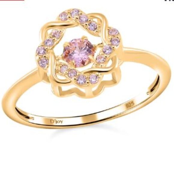 Simulated Pink Diamond Ring in 14K Yellow Gold Over Sterling Silver - Picture 1 of 5